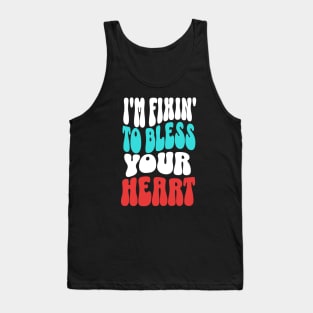 Retro "Fixin' To Bless Your Heart" Tee Shirt in Red, White, and Blue Tank Top